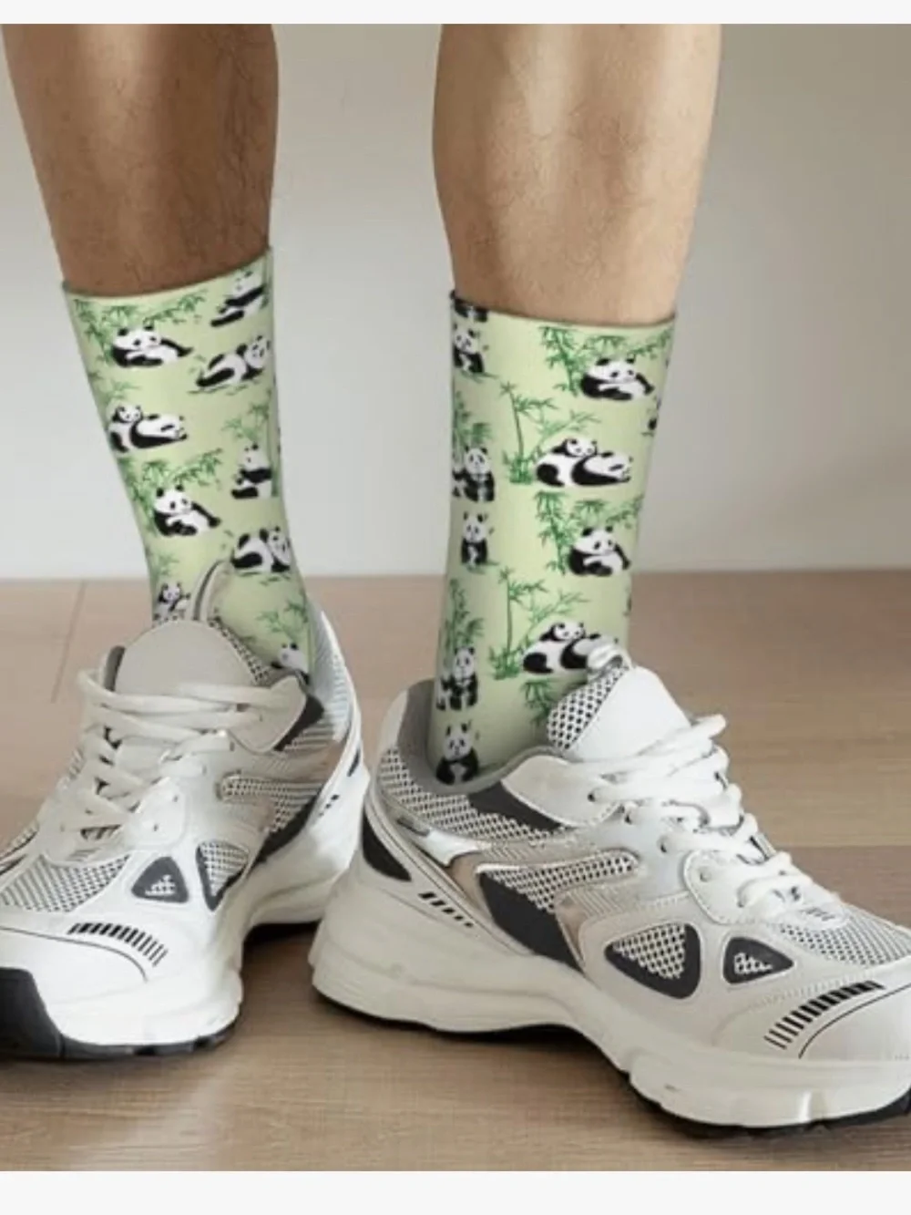 Anthology Panda Print Green Crew Socks